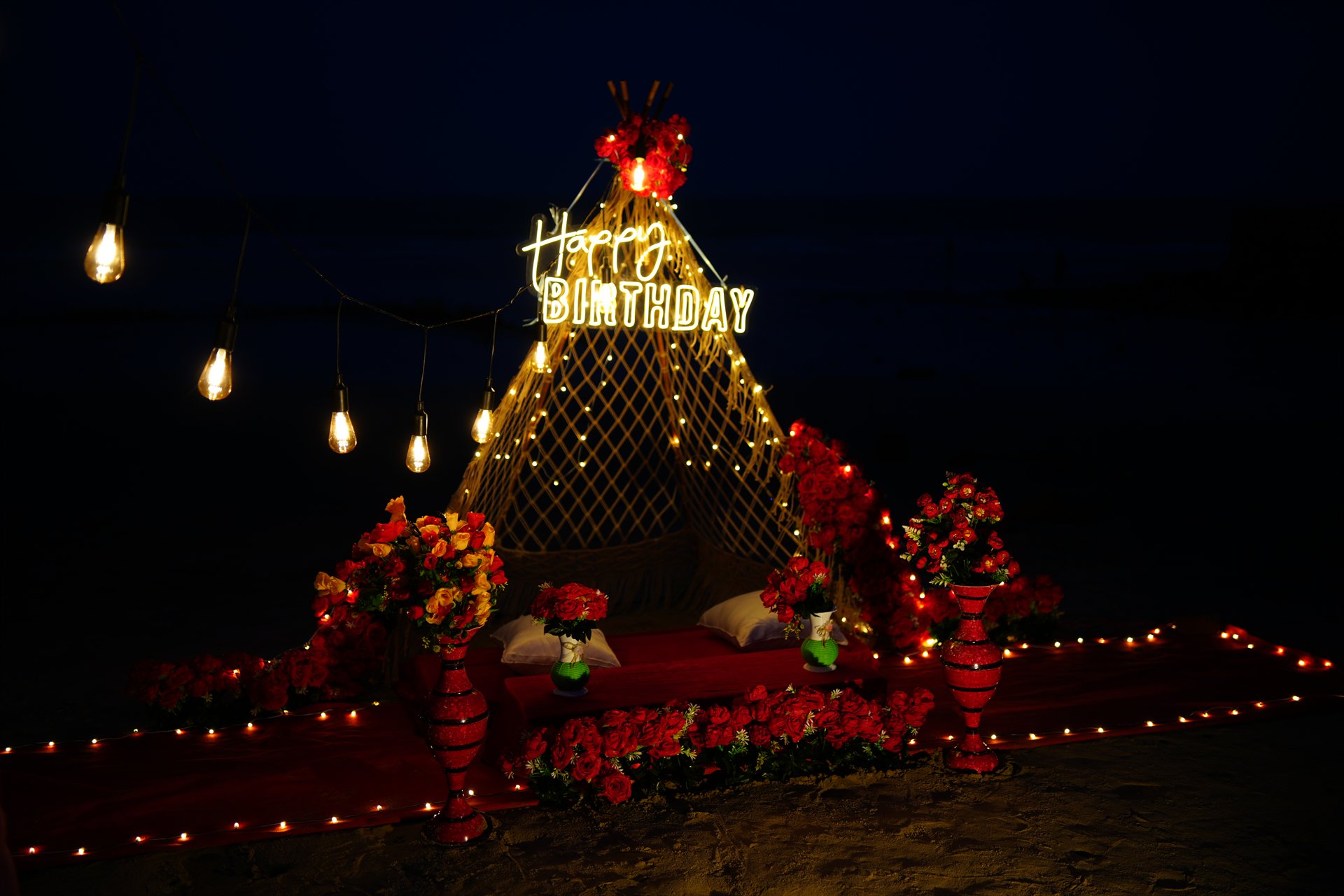 Midnight Beach Teepee Setup Mandarmani